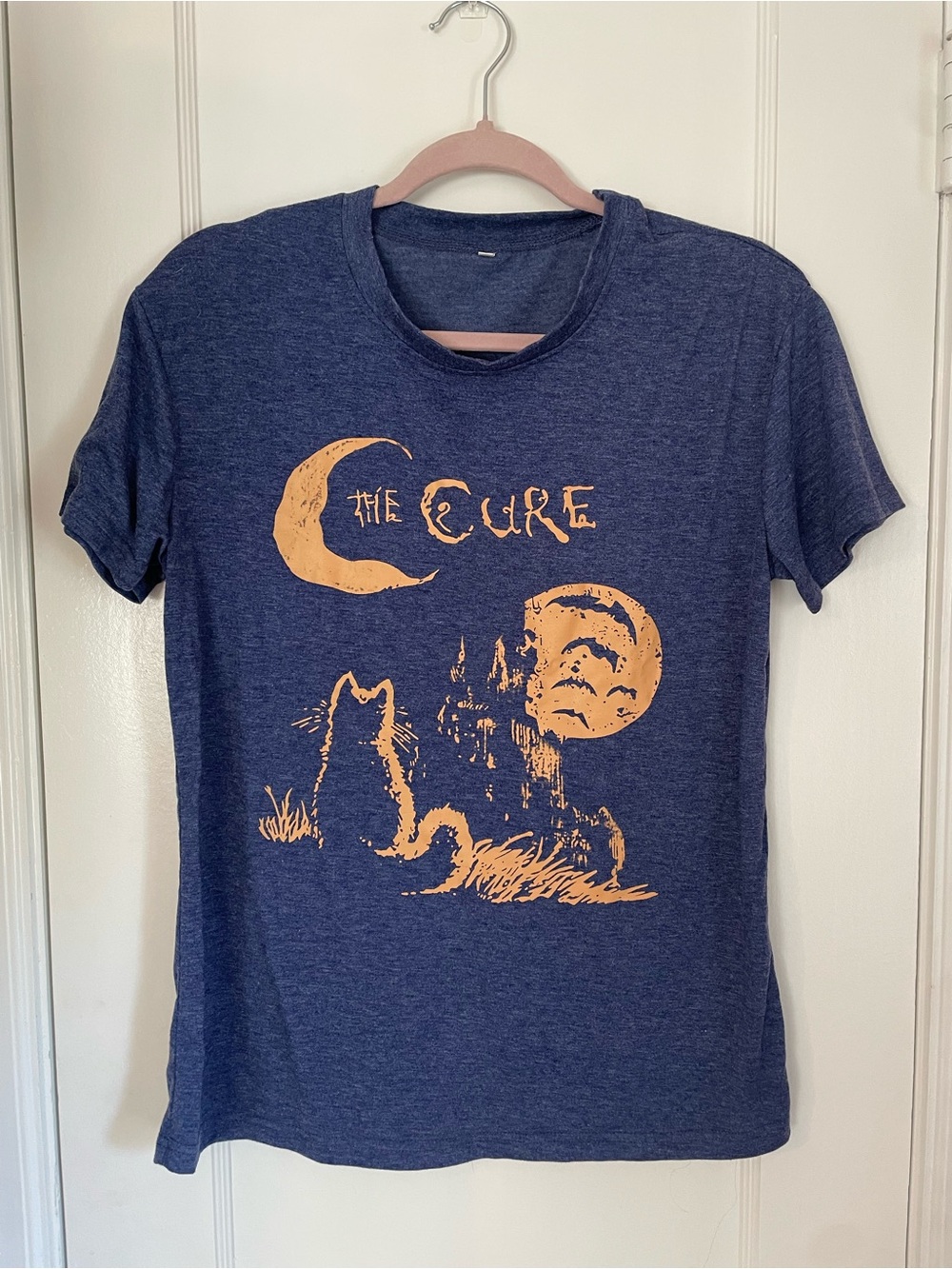 The Cure Graphic Tee in Navy with Orange Print